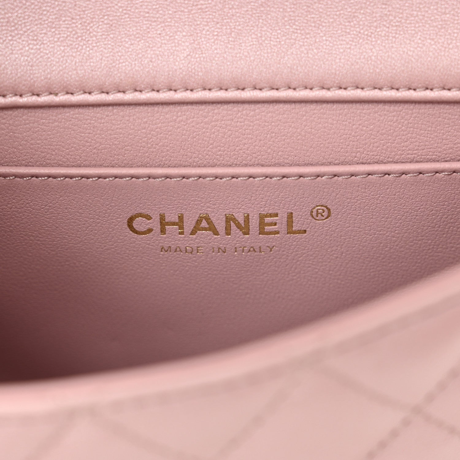 Chanel Shiny Lambskin Quilted Pearl Twist Mini Square Flap Light Pink 6 of 11