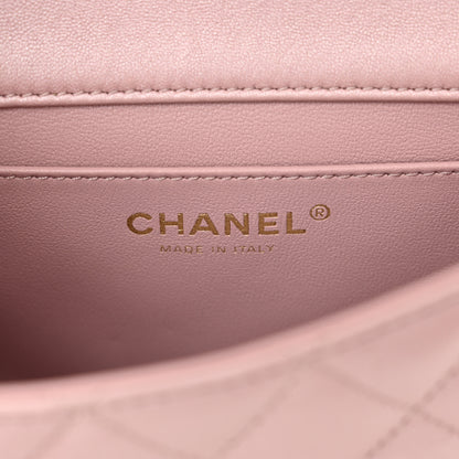 Chanel Shiny Lambskin Quilted Pearl Twist Mini Square Flap Light Pink 6 of 11