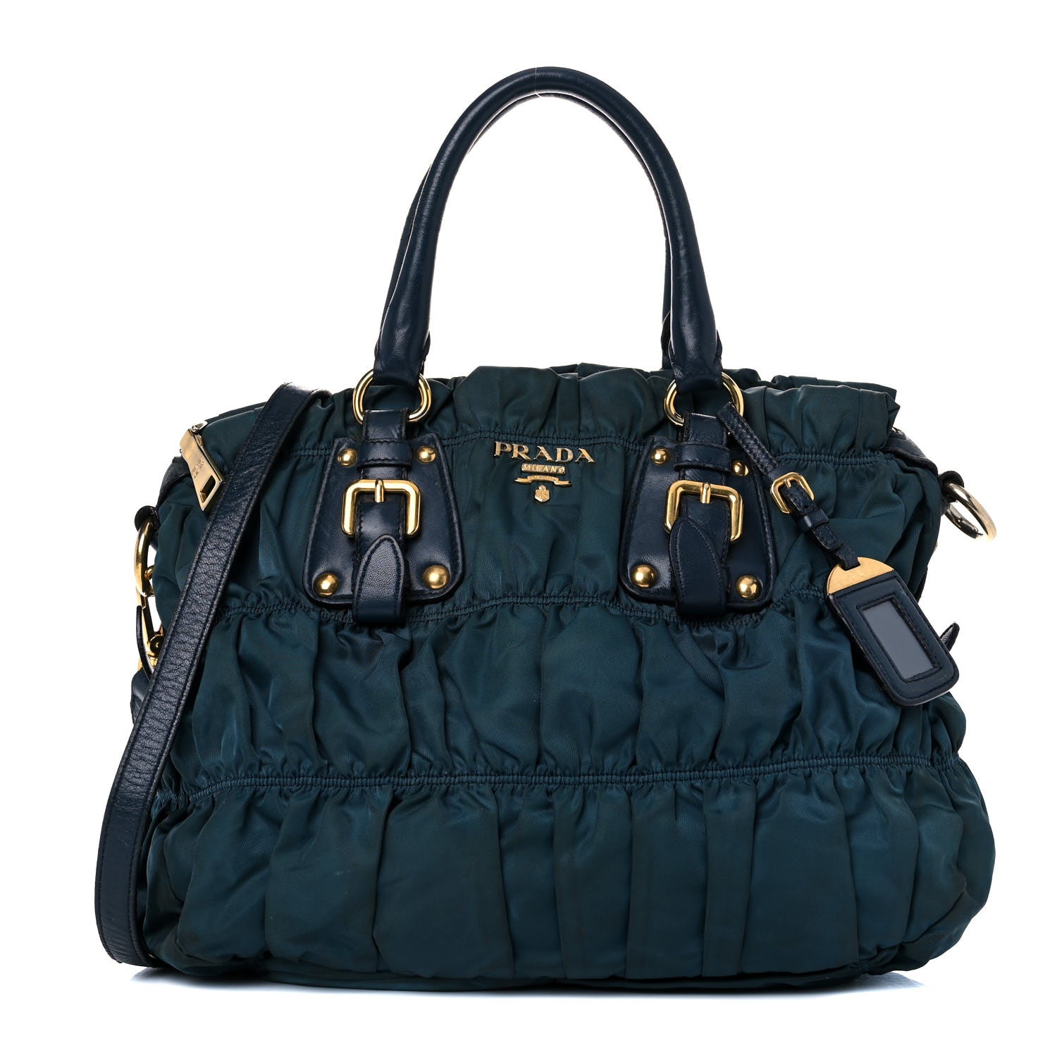 Prada Tessuto Nylon Nappa Gaufre Shopping Satchel Baltico 1 of 49