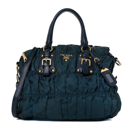 Prada Tessuto Nylon Nappa Gaufre Shopping Satchel Baltico 1 of 49