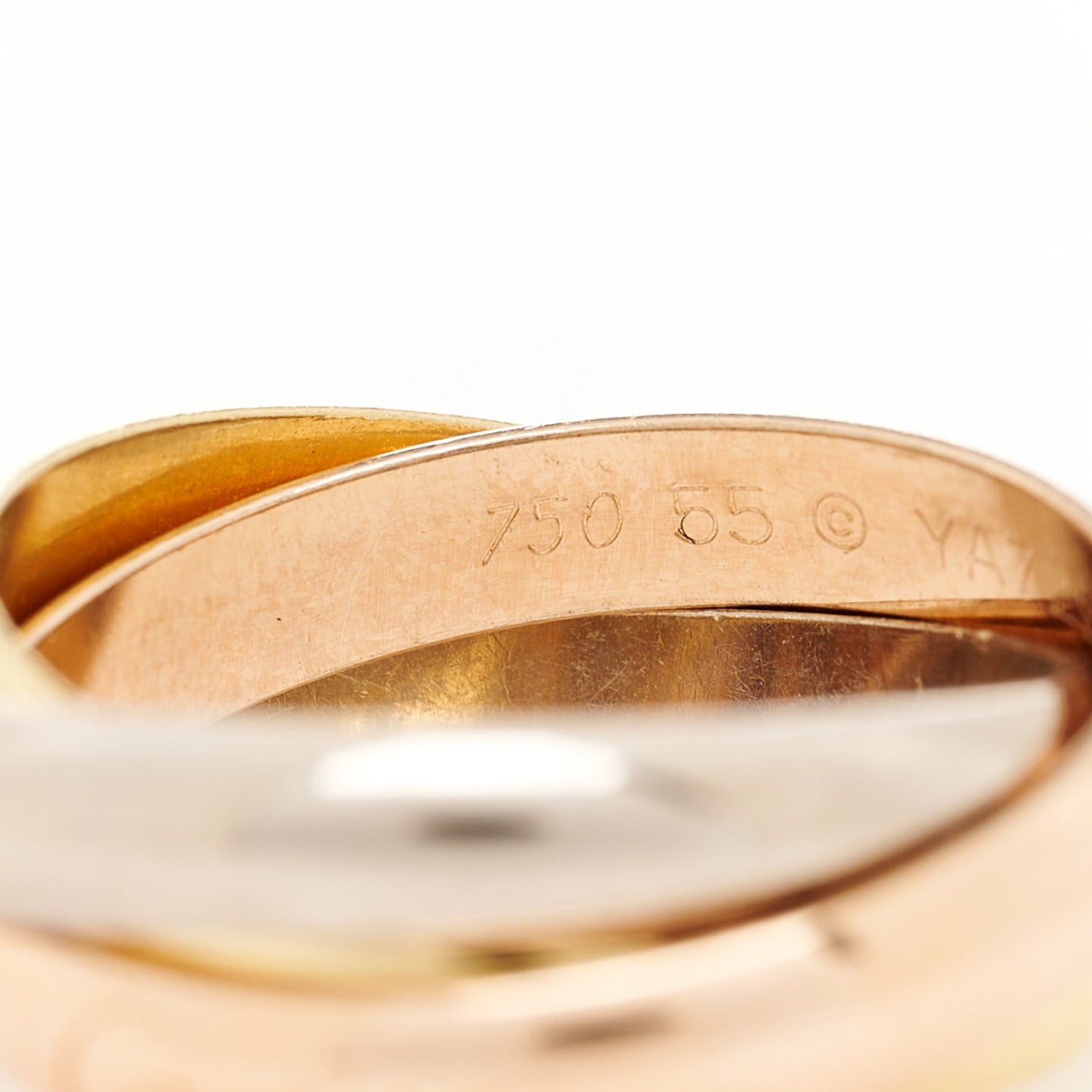 18K Pink Yellow White Gold Classic Trinity Ring 55 7.25