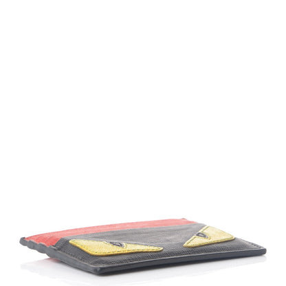 Fendi Vitello Elite Monster Eyes Card Holder Black Yellow Red 4 of 14