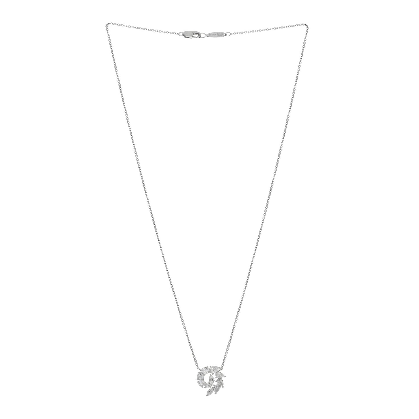 Platinum Diamond Small Open Cluster Pendant Necklace