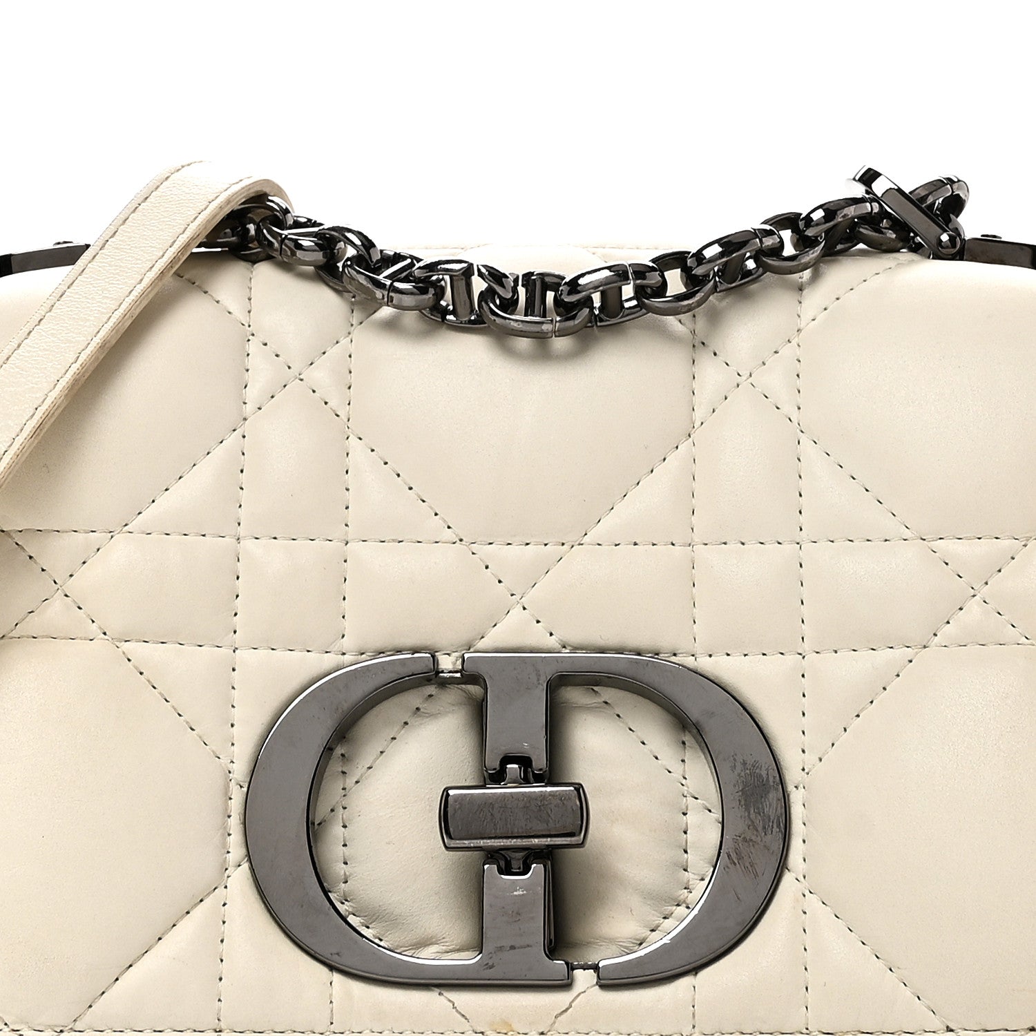 Christian Dior Lambskin Macrocannage Small Dior Caro Bag Ivory 11 of 12