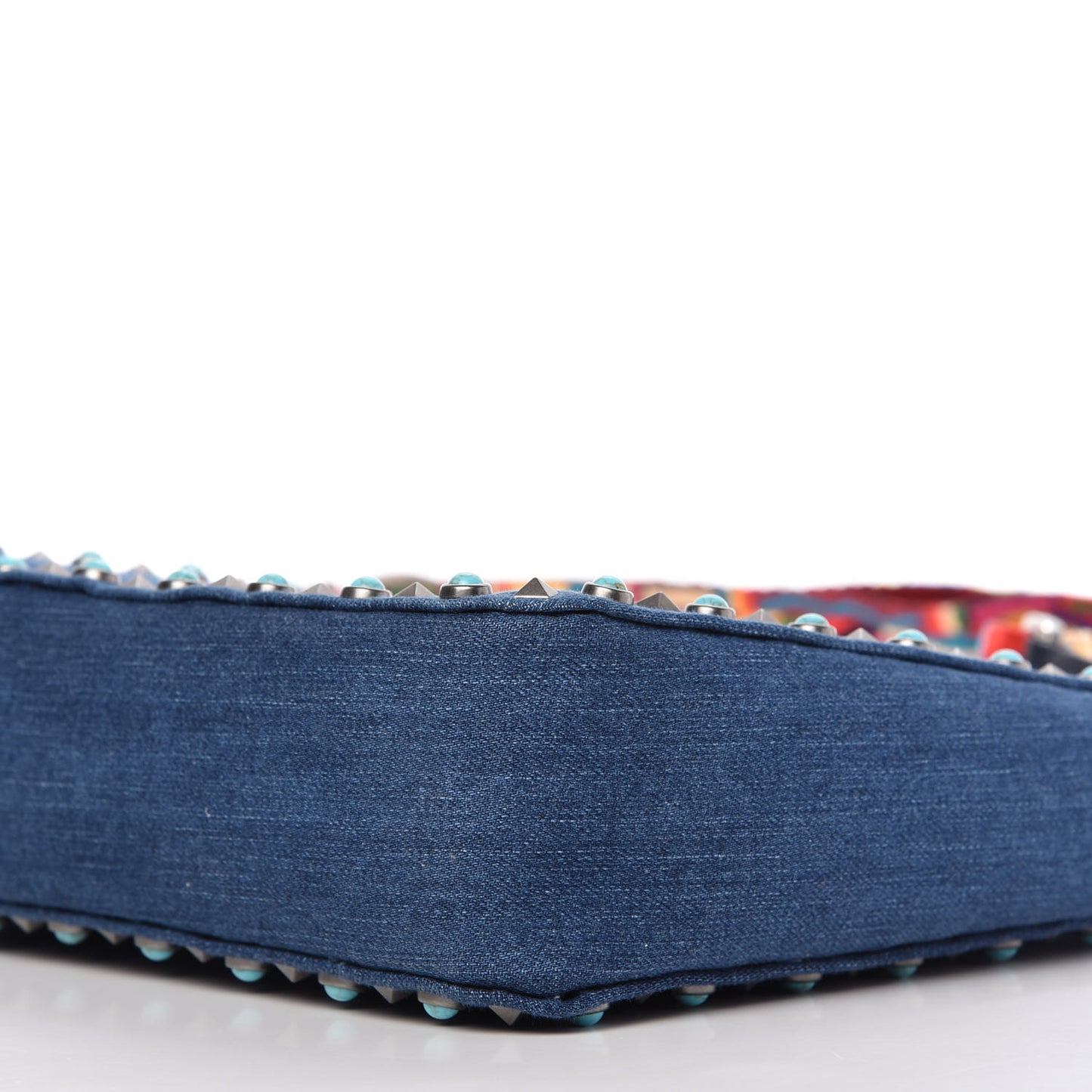 Denim Small Guitar Strap Rockstud Rolling Flip-Lock Messenger Bag Blue