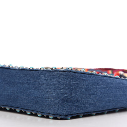 Valentino Garavani Denim Small Guitar Strap Rockstud Rolling Flip-Lock Messenger Bag Blue 7 of 9