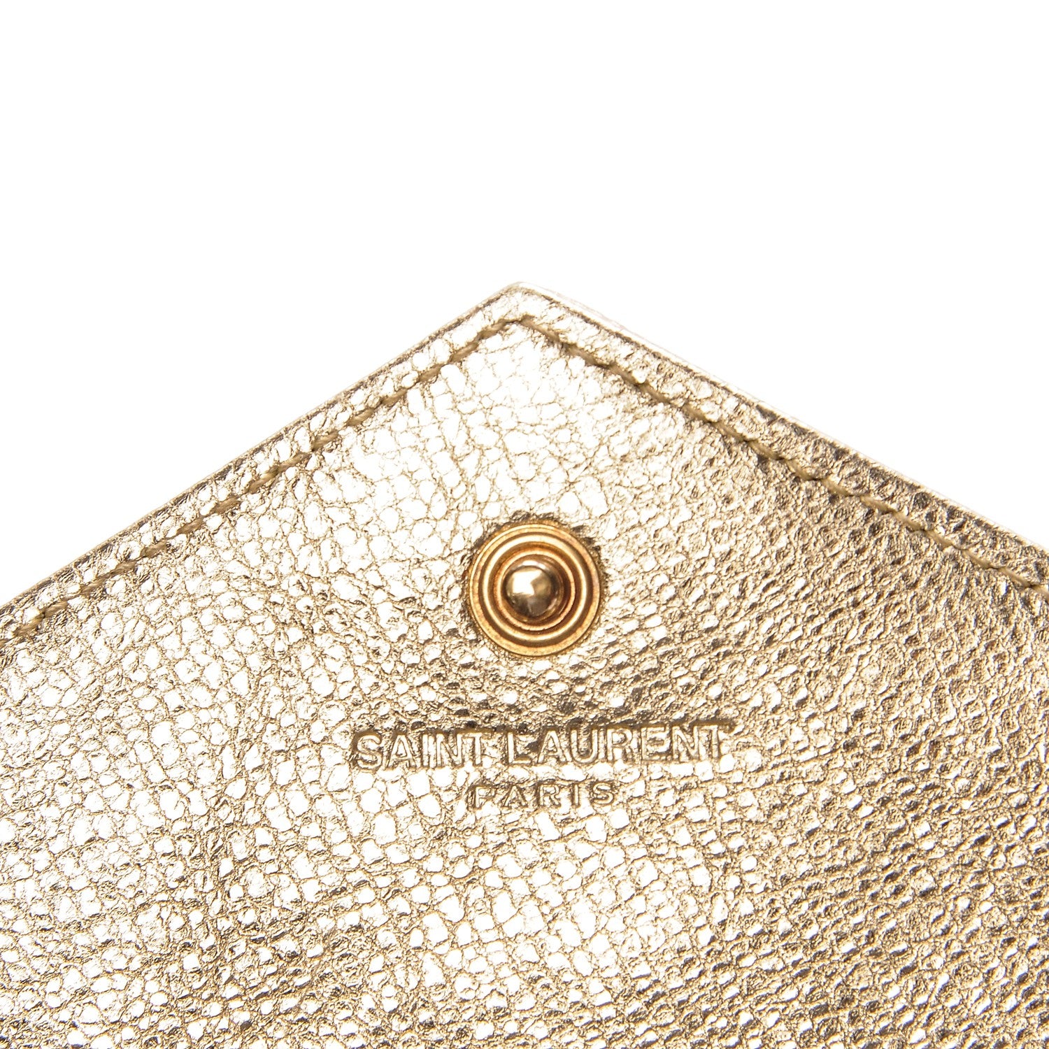 Saint Laurent Metallic Calfskin Tri-Quilt Monogram Envelope Chain Wallet Oro 6 of 7