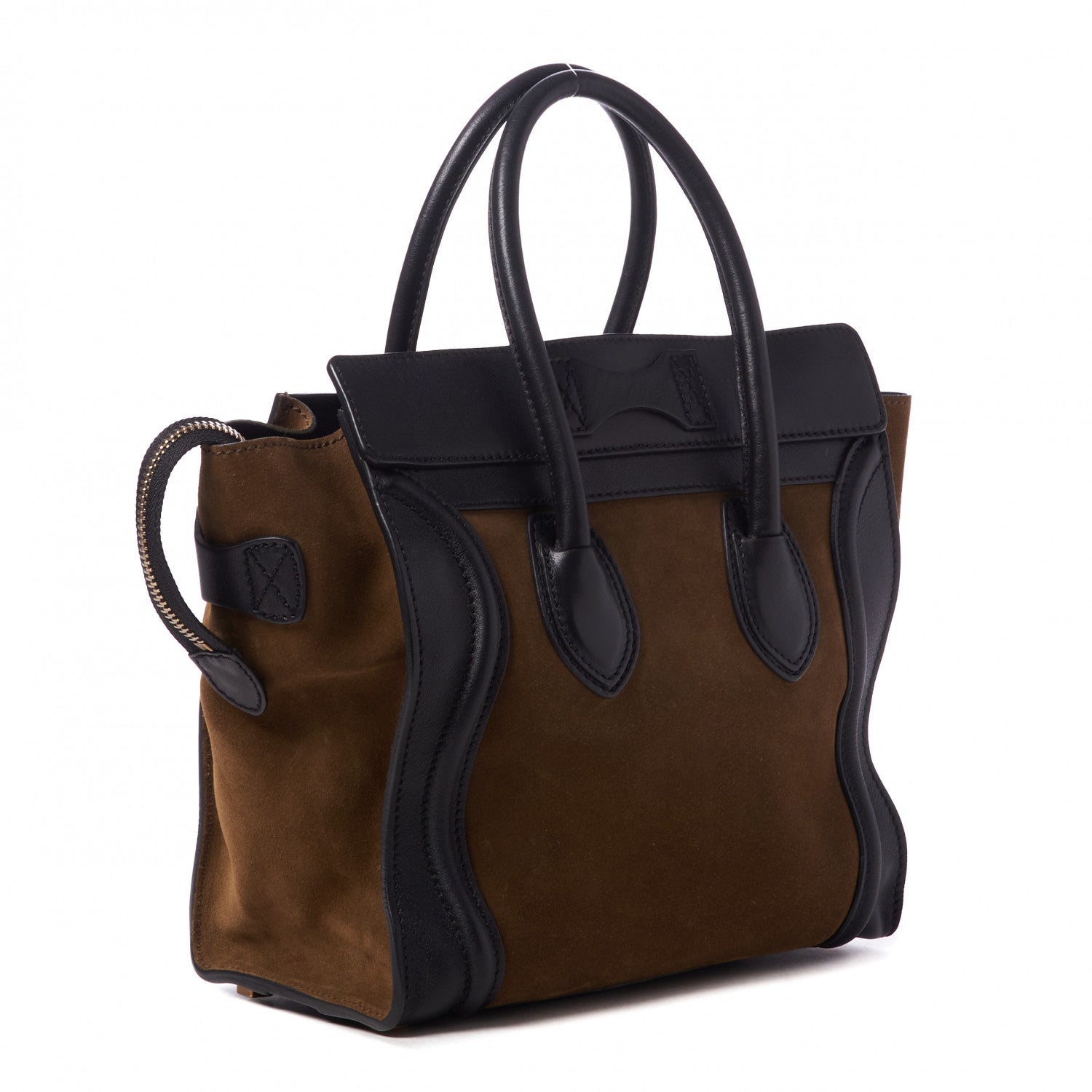 Celine Smooth Calfskin Suede Micro Luggage Olive 2 of 8