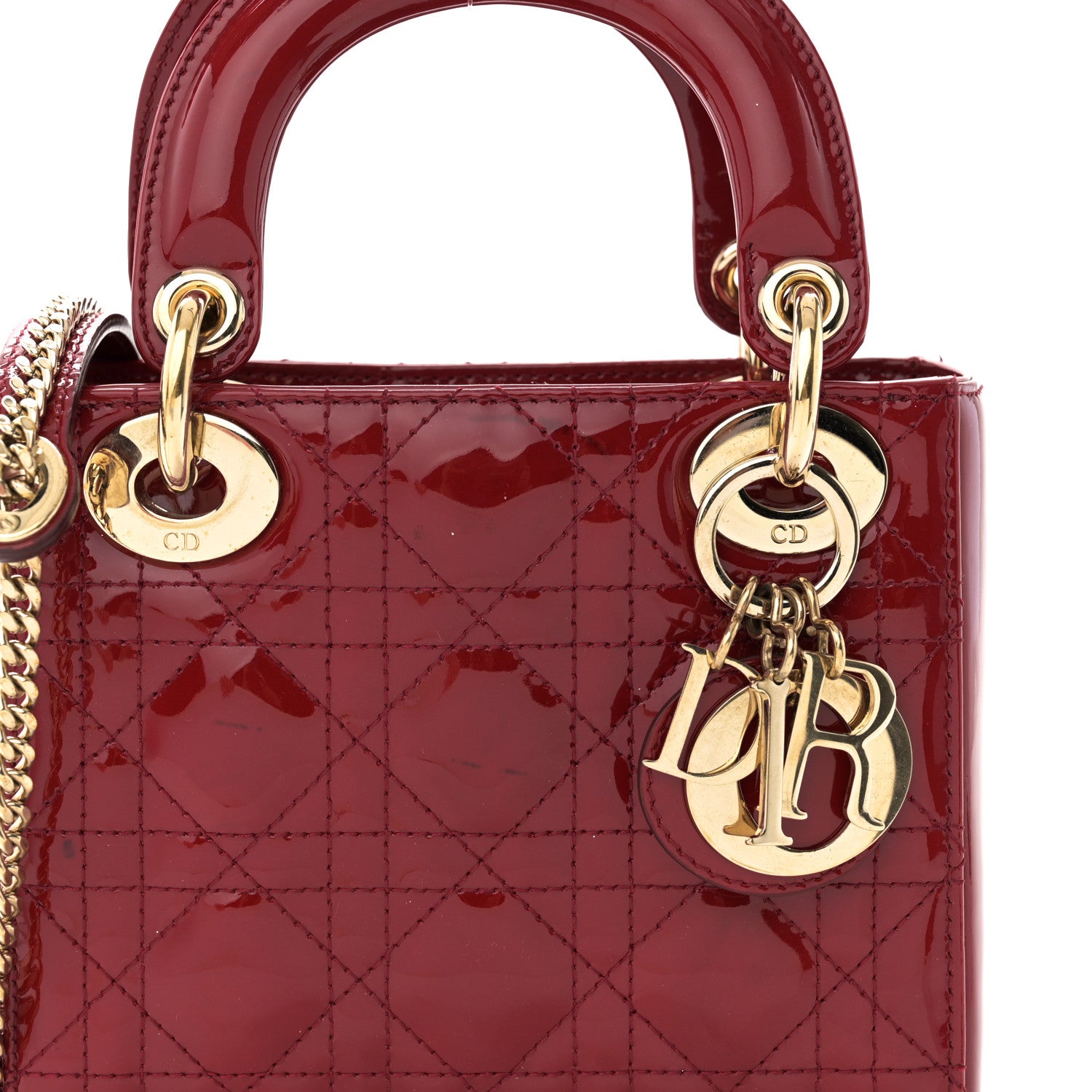 Christian Dior Patent Cannage Mini Lady Dior Red 8 of 11