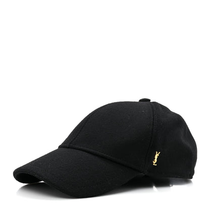 Saint Laurent Wool Felt Monogram Baseball Cap 57 Black 1 of 8