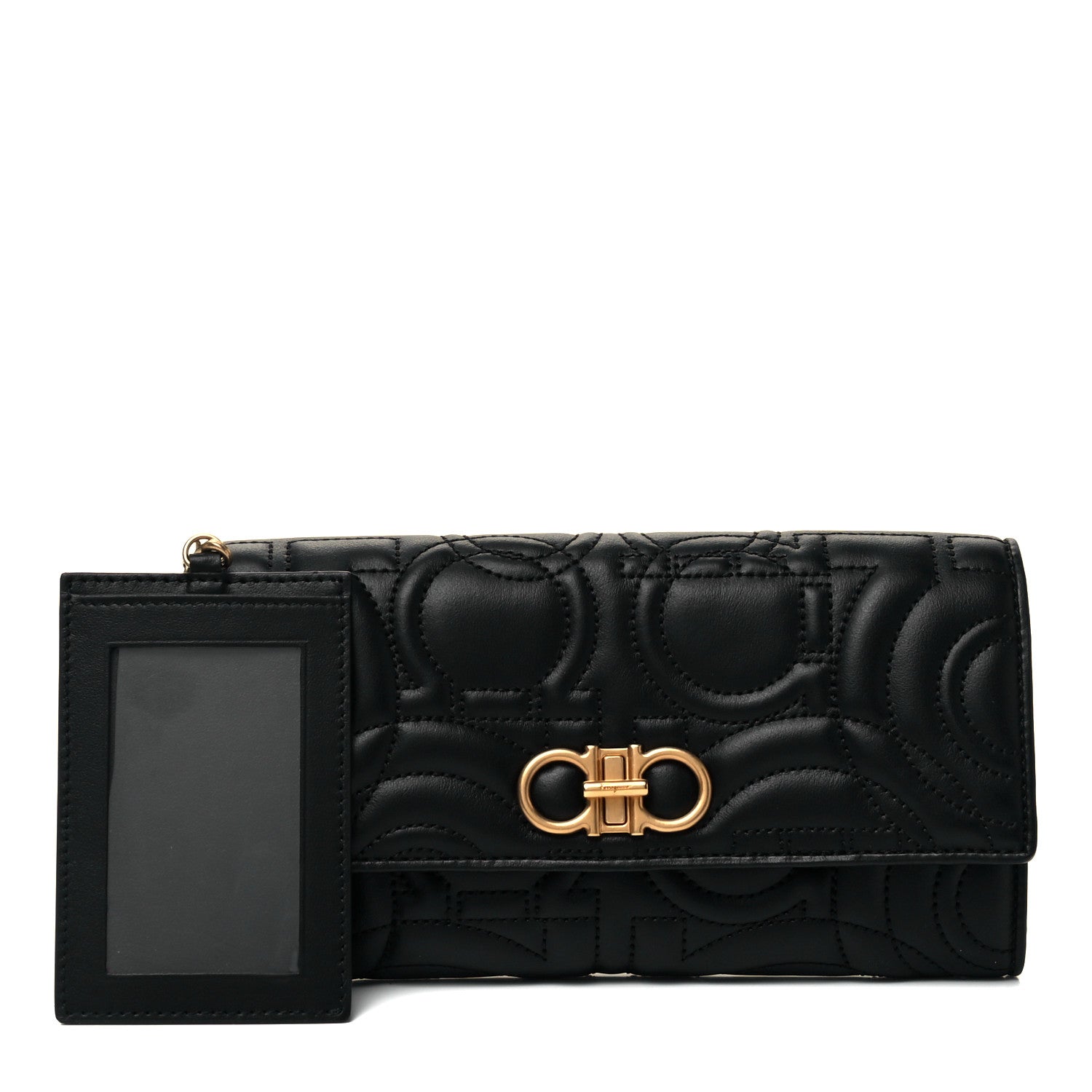 Salvatore Ferragamo Calfskin Quilted Continental Wallet Black 1 of 9