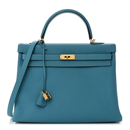 Hermes Togo Kelly Retourne 35 Turquoise 1 of 10