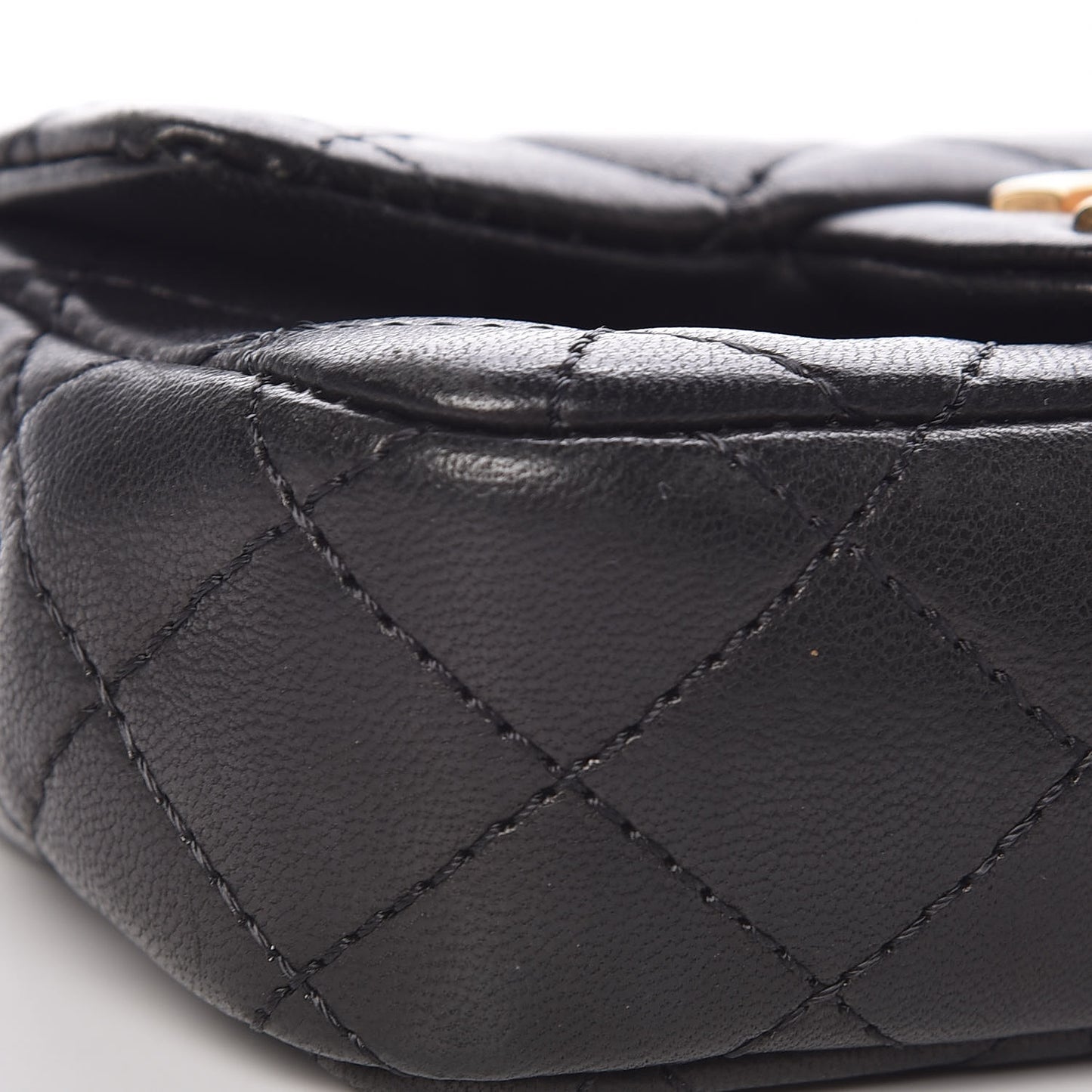 Lambskin Quilted Extra Mini Flap Black