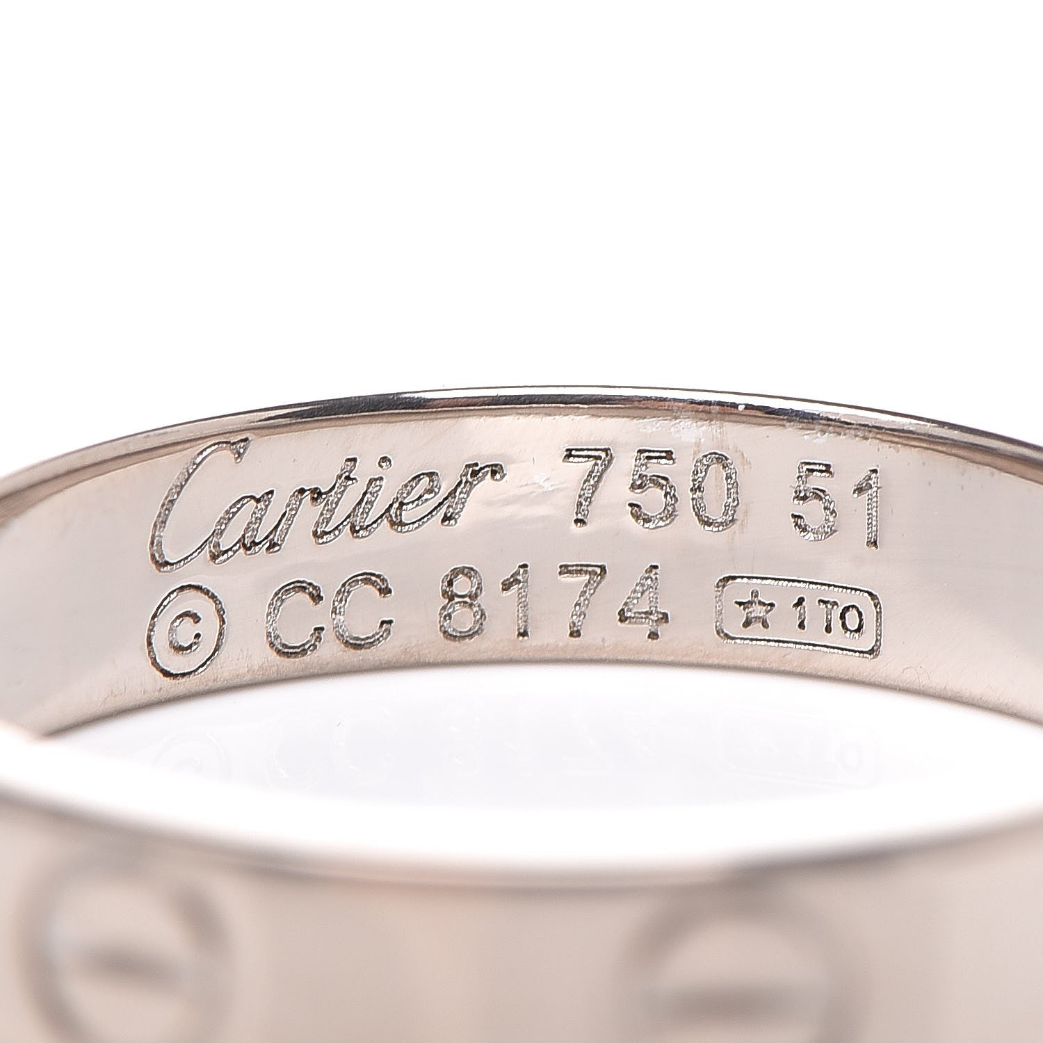 Cartier 18K White Gold 3.5mm LOVE Wedding Band Ring 51 5.75 4 of 4