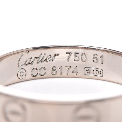 Cartier 18K White Gold 3.5mm LOVE Wedding Band Ring 51 5.75 4 of 4