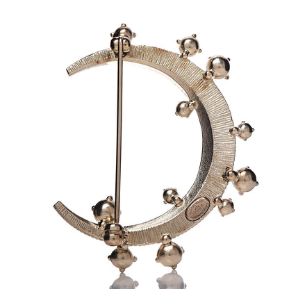 Chanel Crystal Pearl Dubai CC Moon Brooch Gold 3 of 4