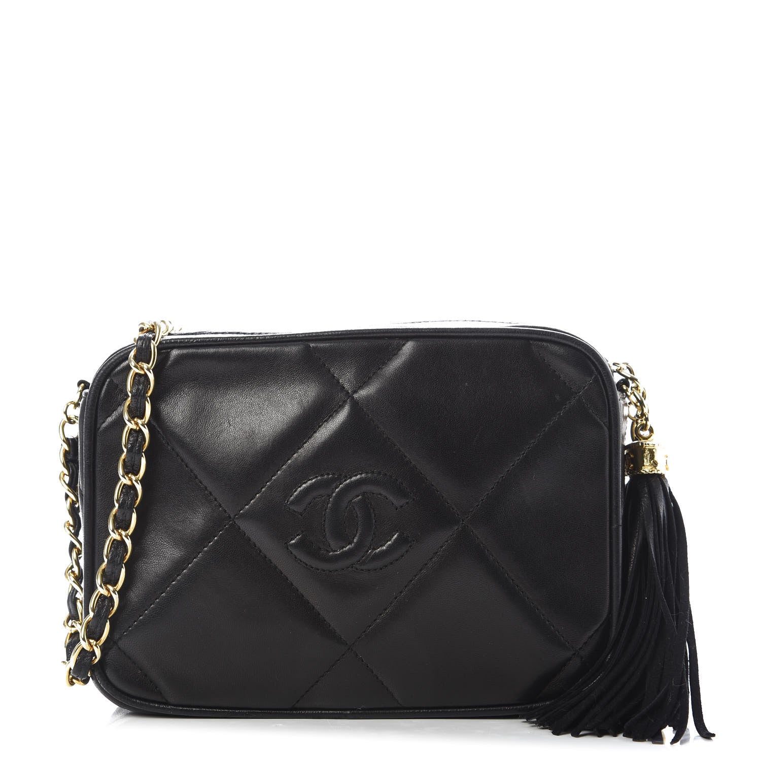 Chanel Lambskin Quilted Tassel Camera Case Black 1 of 10