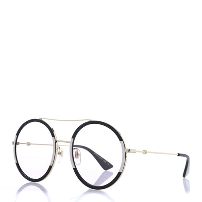 Gucci Round Frame Sunglasses GG0061S Black White 1 of 8