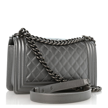 Chanel Metallic Caviar Quilted Medium Boy Flap Silver 3 of 14