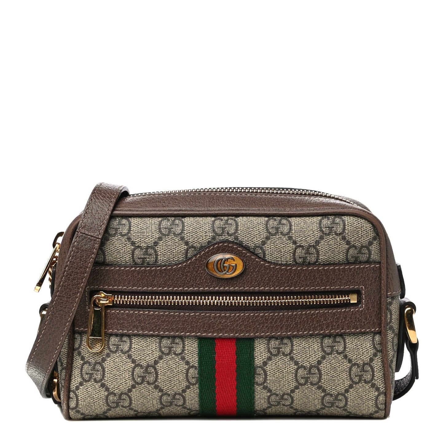 GG Supreme Monogram Web Mini Ophidia Shoulder Bag Brown