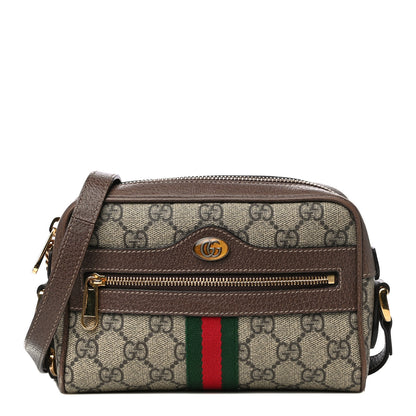 Gucci GG Supreme Monogram Web Mini Ophidia Shoulder Bag Brown 1 of 12