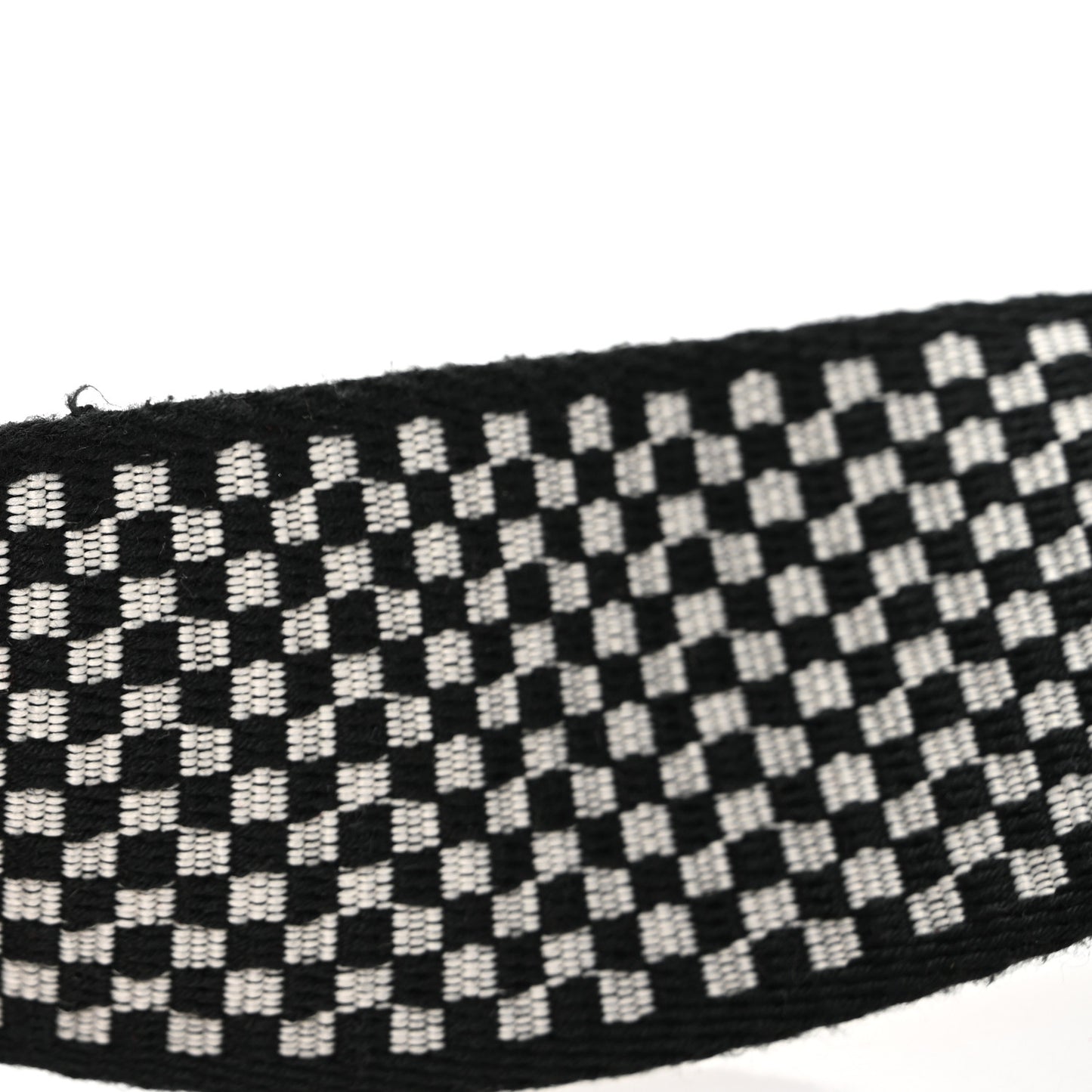 Ribbon Vitello King Logo Embossed Gingham Woven Adjustable Strap You Panna Black Cuoio