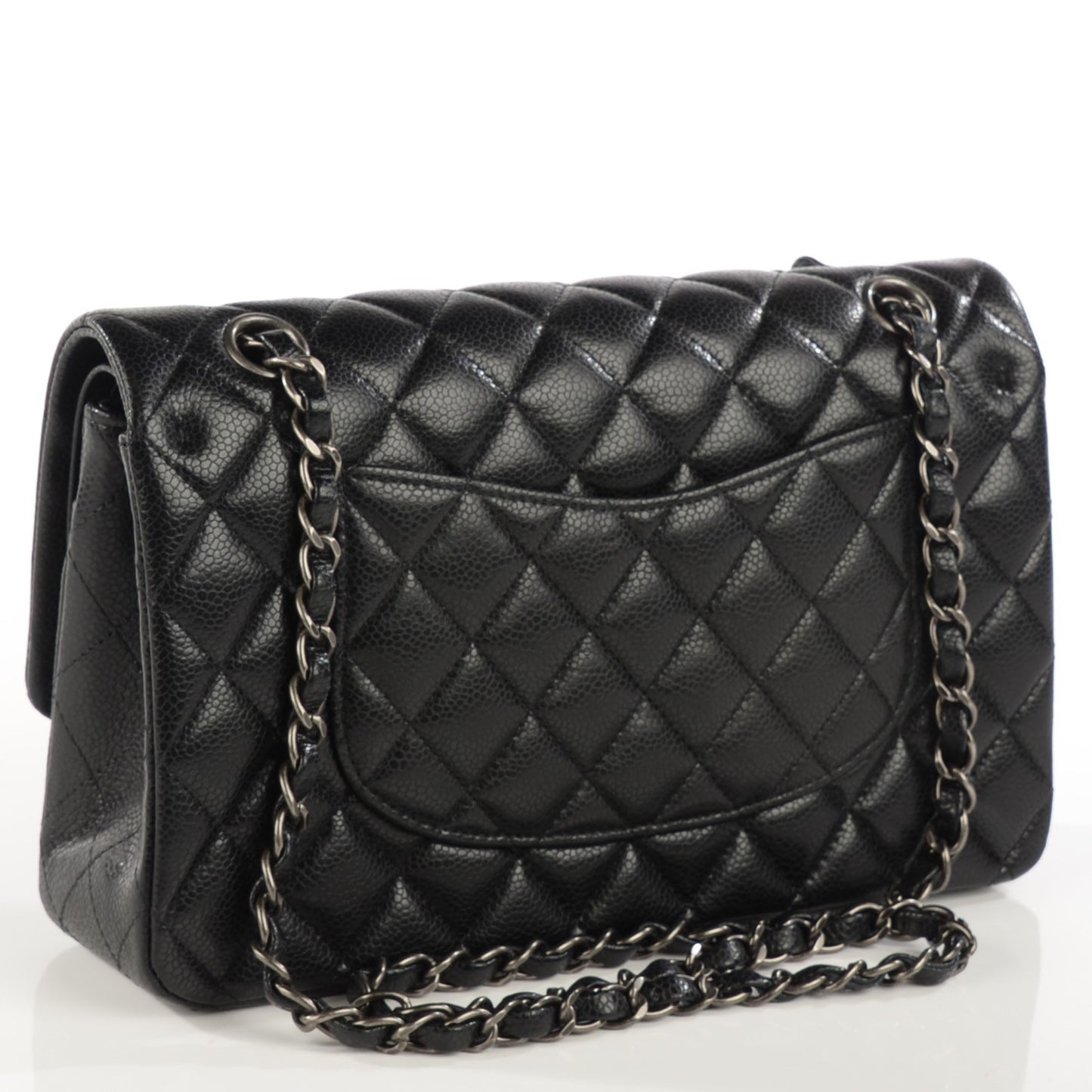 Caviar Quilted Medium Double Flap Black