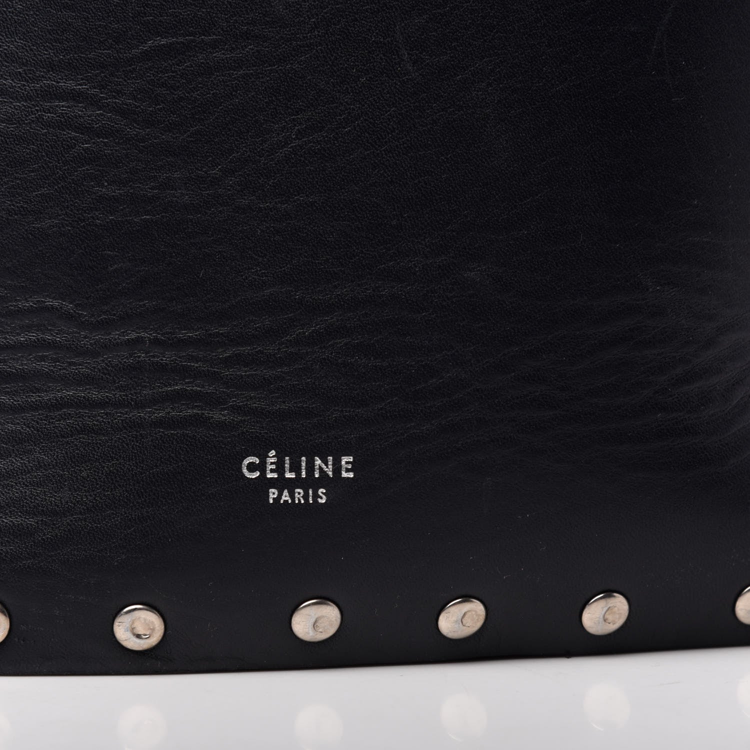 Celine Satinated Natural Calfskin Large Studs Bucket Shoulder Bag Dark Navy 9 of 10