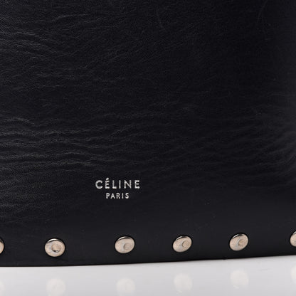 Celine Satinated Natural Calfskin Large Studs Bucket Shoulder Bag Dark Navy 9 of 10