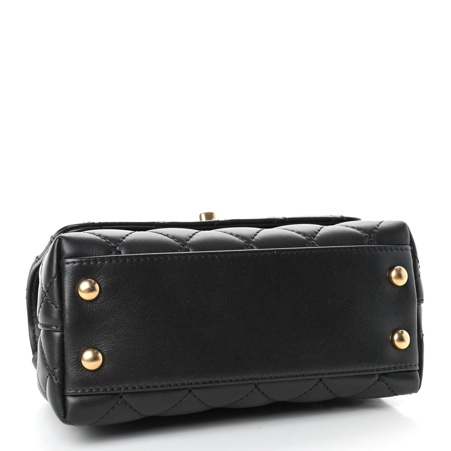 Calfskin Crystal Quilted Extra Mini Coco Handle Flap Black