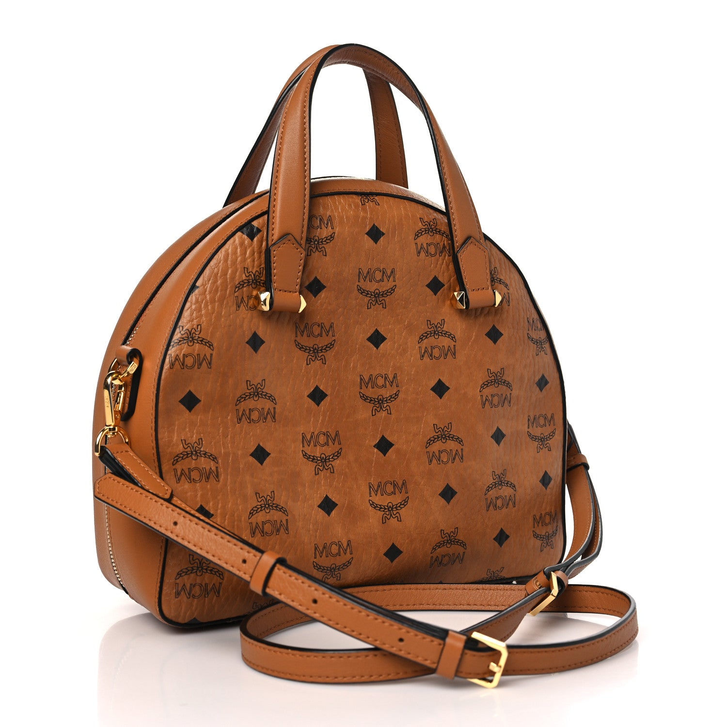 MCM Visetos Medium Half Moon Tote Cognac 3 of 14