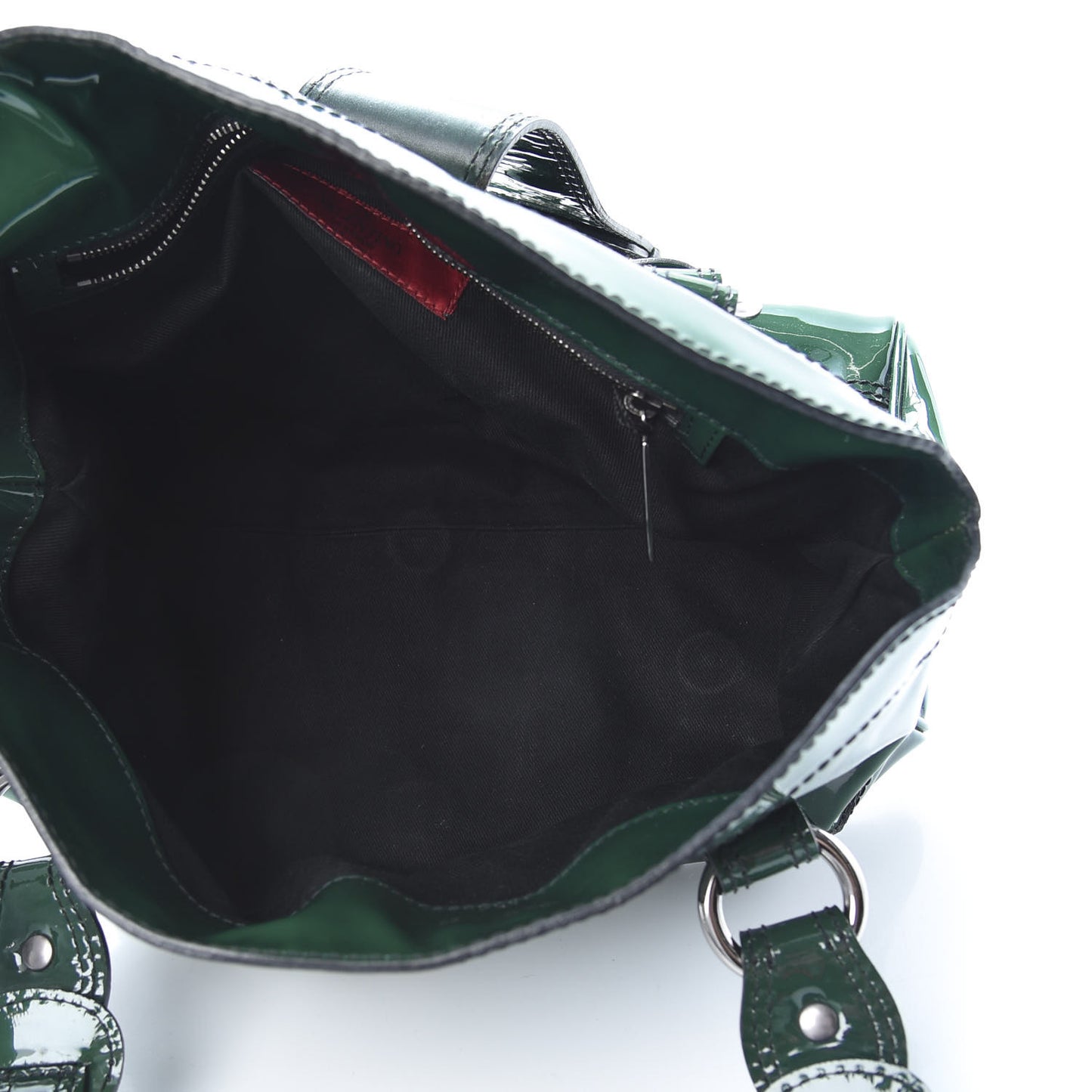 Patent Crystal Catch Satchel Green