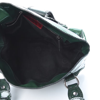 Valentino Garavani Patent Crystal Catch Satchel Green 5 of 13