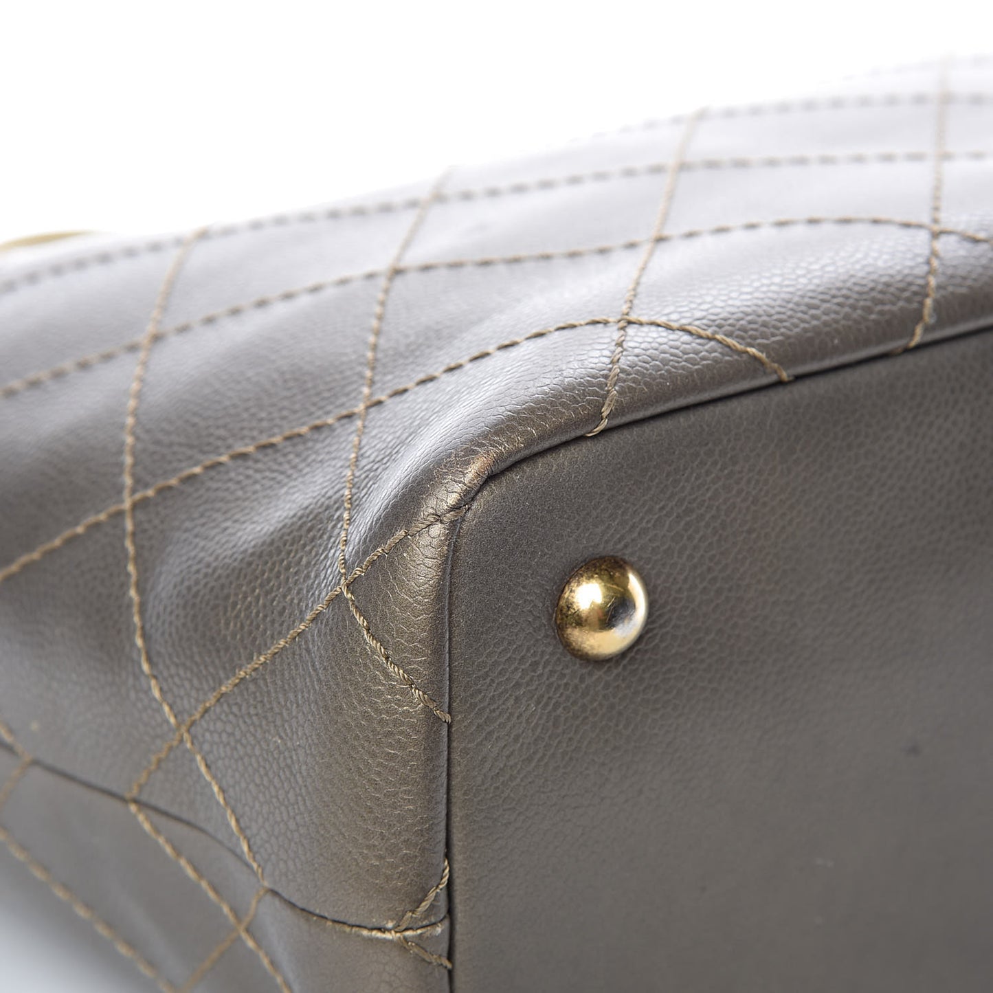 Grained Calfskin Large Shopping Fever Tote Gold
