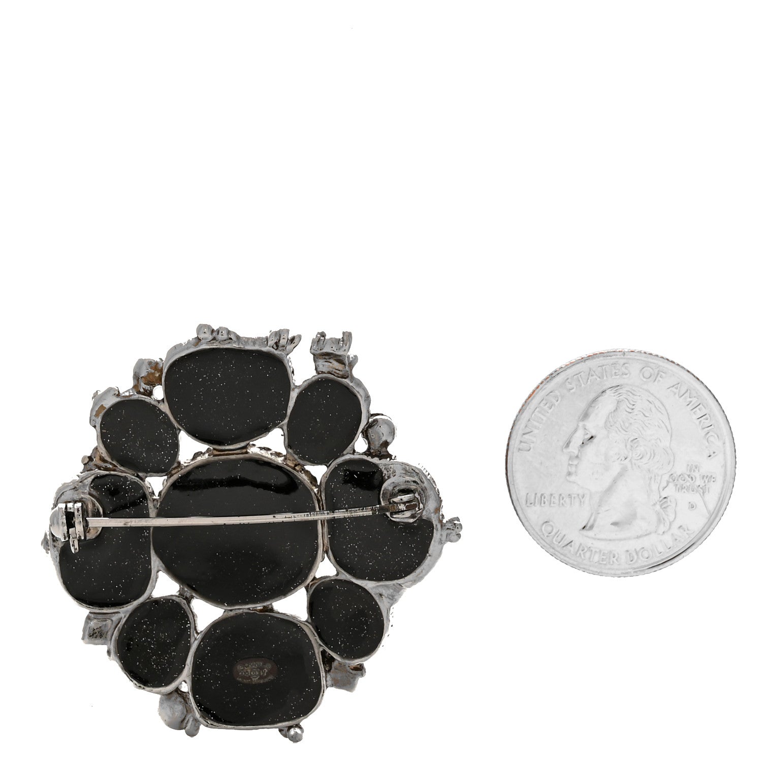 Chanel Ruthenium Glitter Enamel CC Brooch 2 of 4