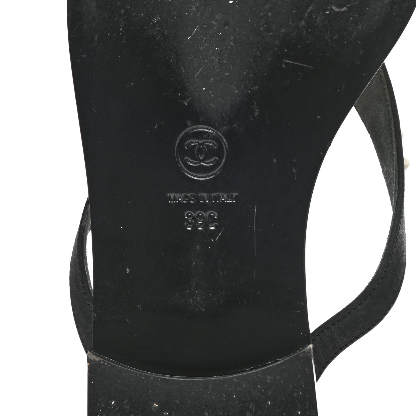Suede Pearl Thong Sandals 39 Black