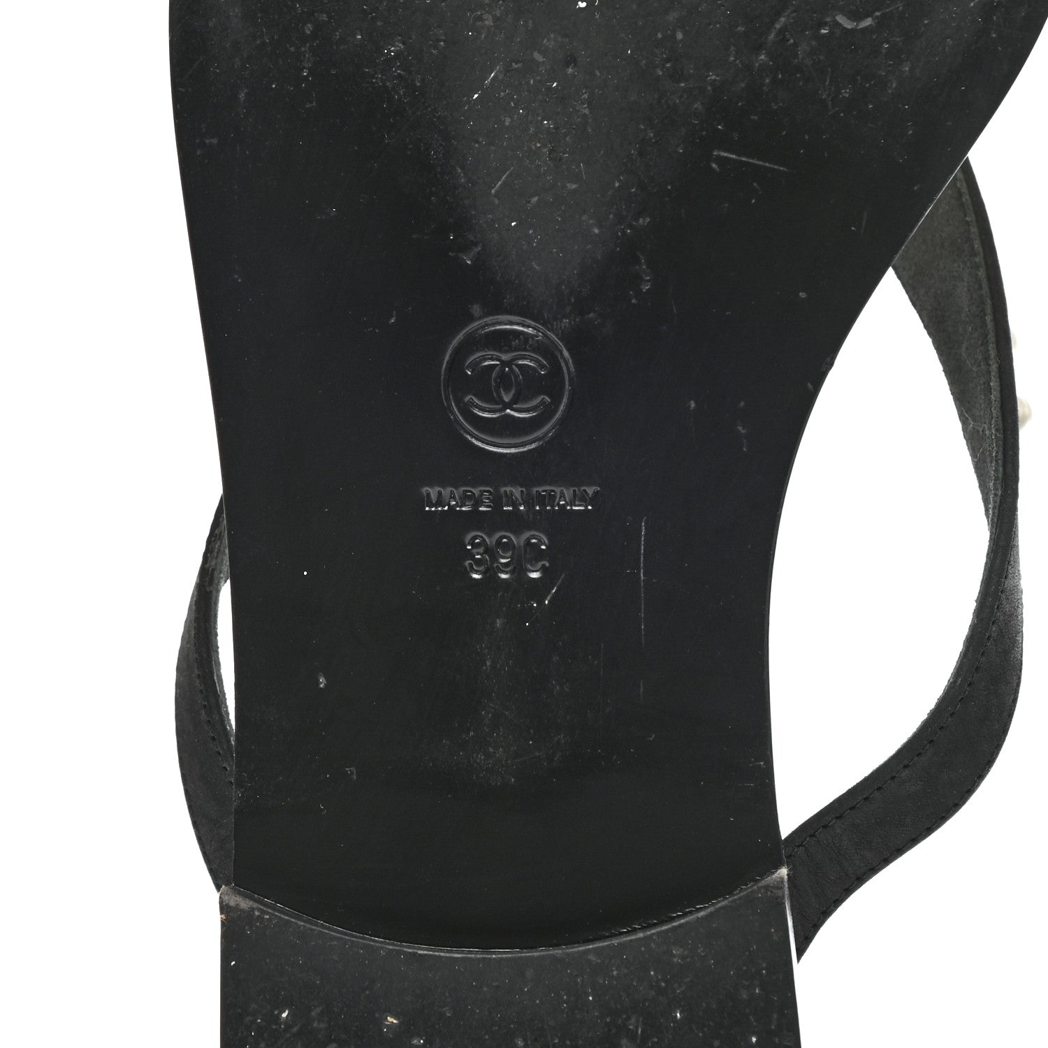 Chanel Suede Pearl Thong Sandals 39 Black 7 of 10