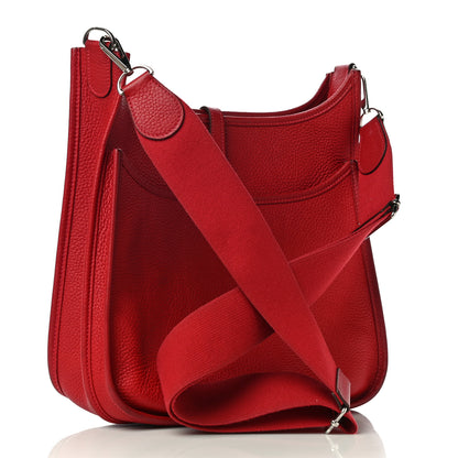 Hermes Taurillon Clemence Evelyne III PM Rouge Casaque 2 of 13