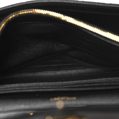 Saint Laurent Grain De Poudre Mixed Matelasse Triquilt Monogram Chain Wallet Black 5 of 12