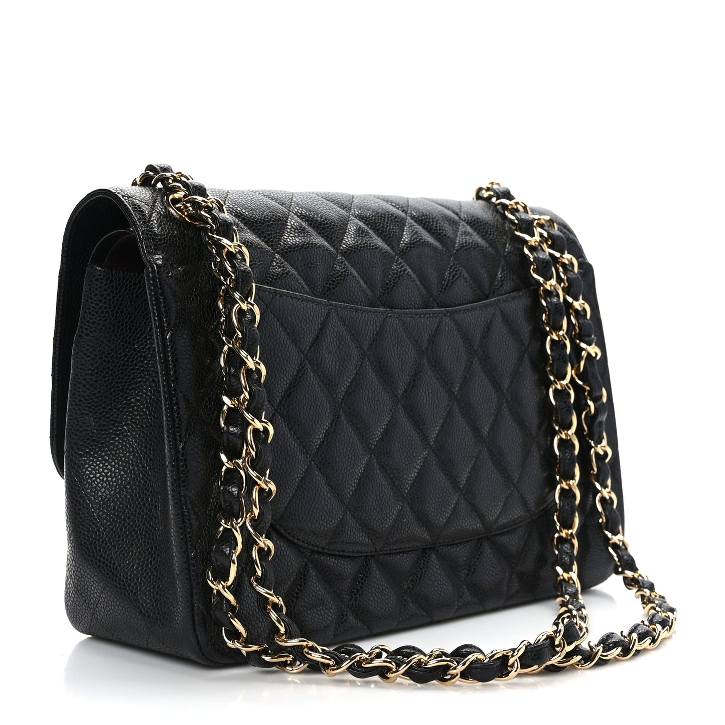Caviar Quilted Jumbo Double Flap Black