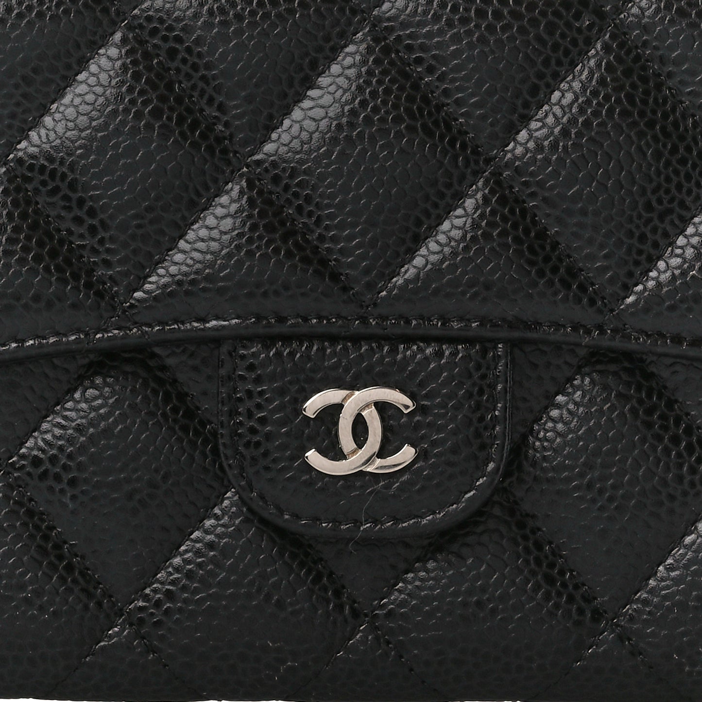 Caviar Quilted Large Flap Wallet Black