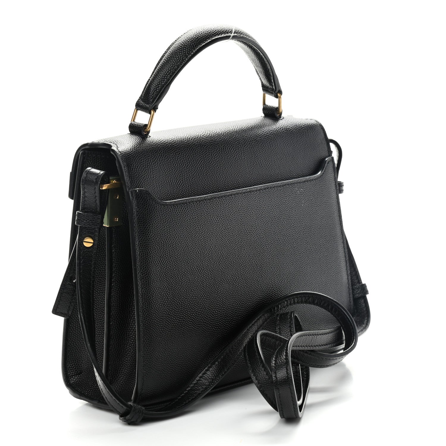 Saint Laurent Grain de Poudre Mini Classic Monogram Cassandra Top Handle Black Rouge Legion 3 of 11