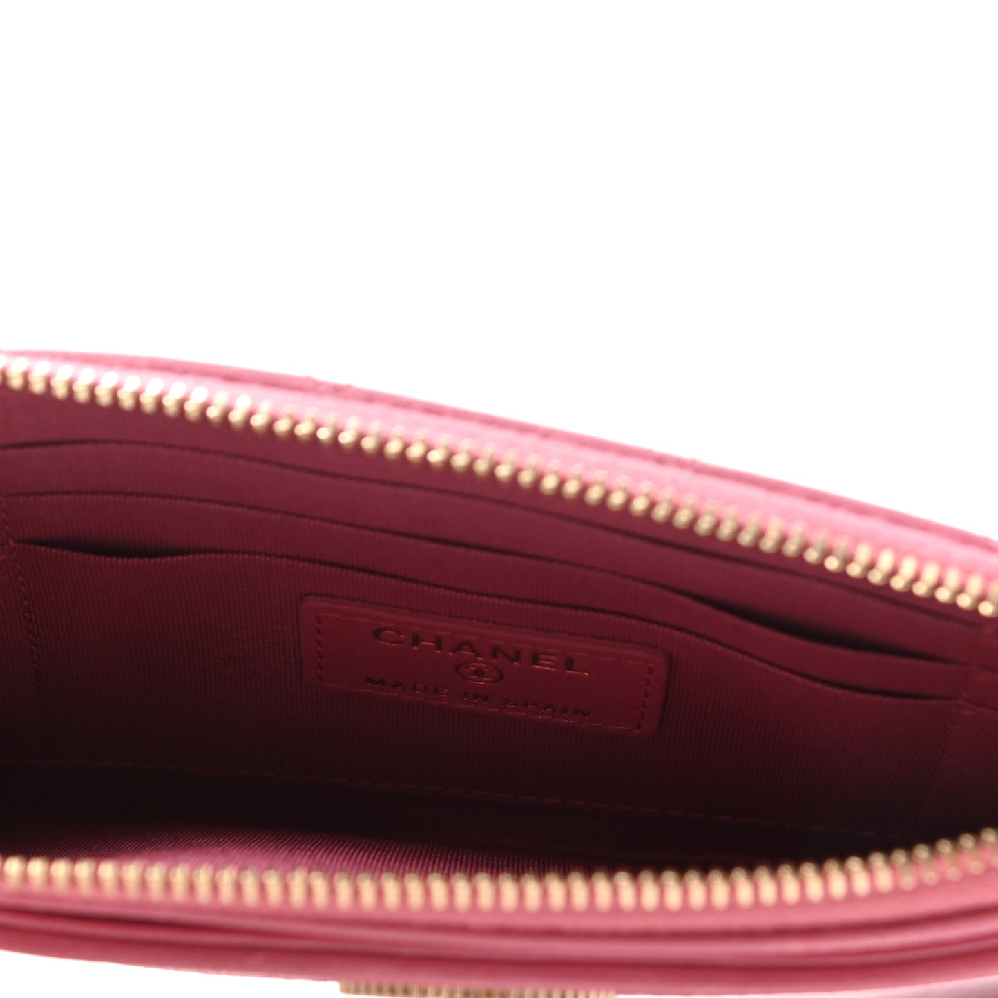 Sheepskin Quilted Mademoiselle Vintage Zip Pouch Pink