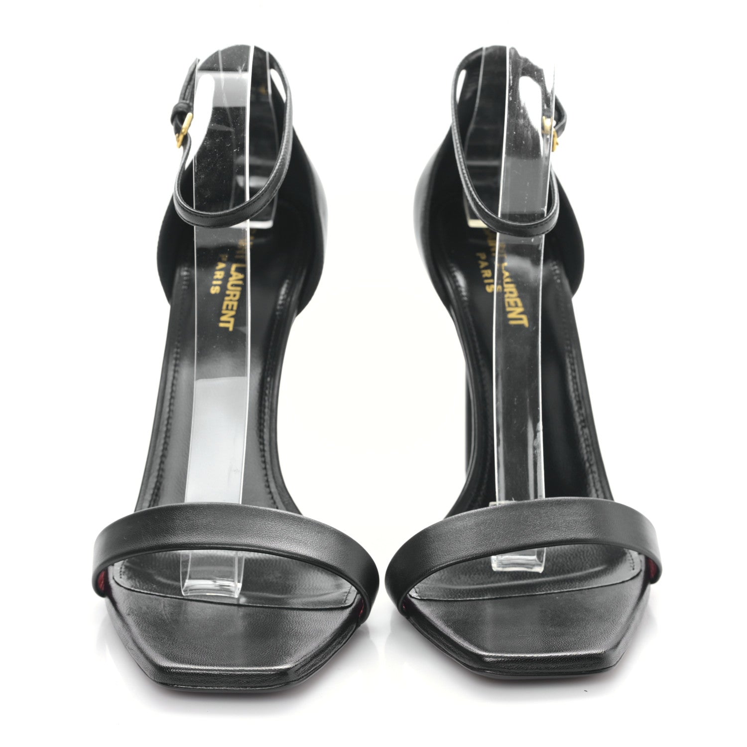 Saint Laurent Calfskin Amber 105 Ankle Strap Sandals 41 Black 2 of 8