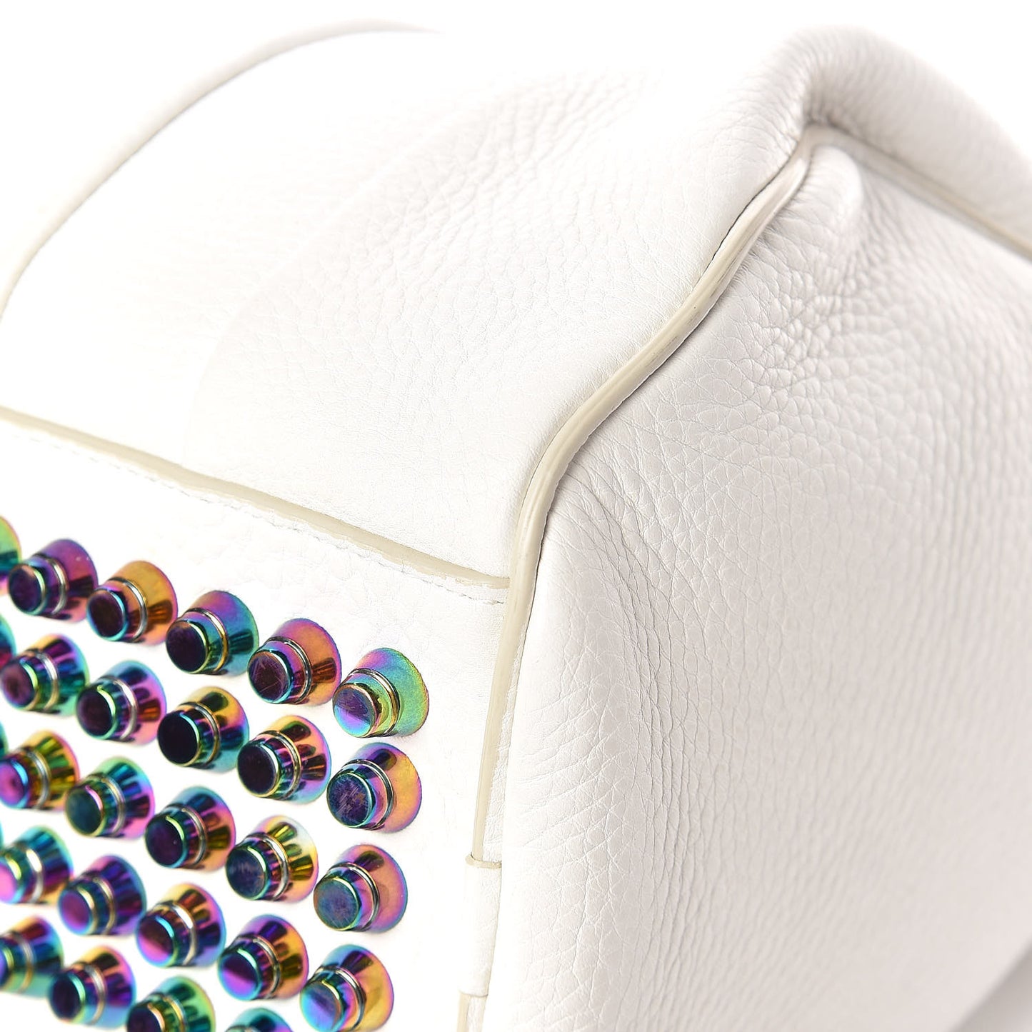 Pebbled Lambskin Rocco Duffel White Iridescent Hardware