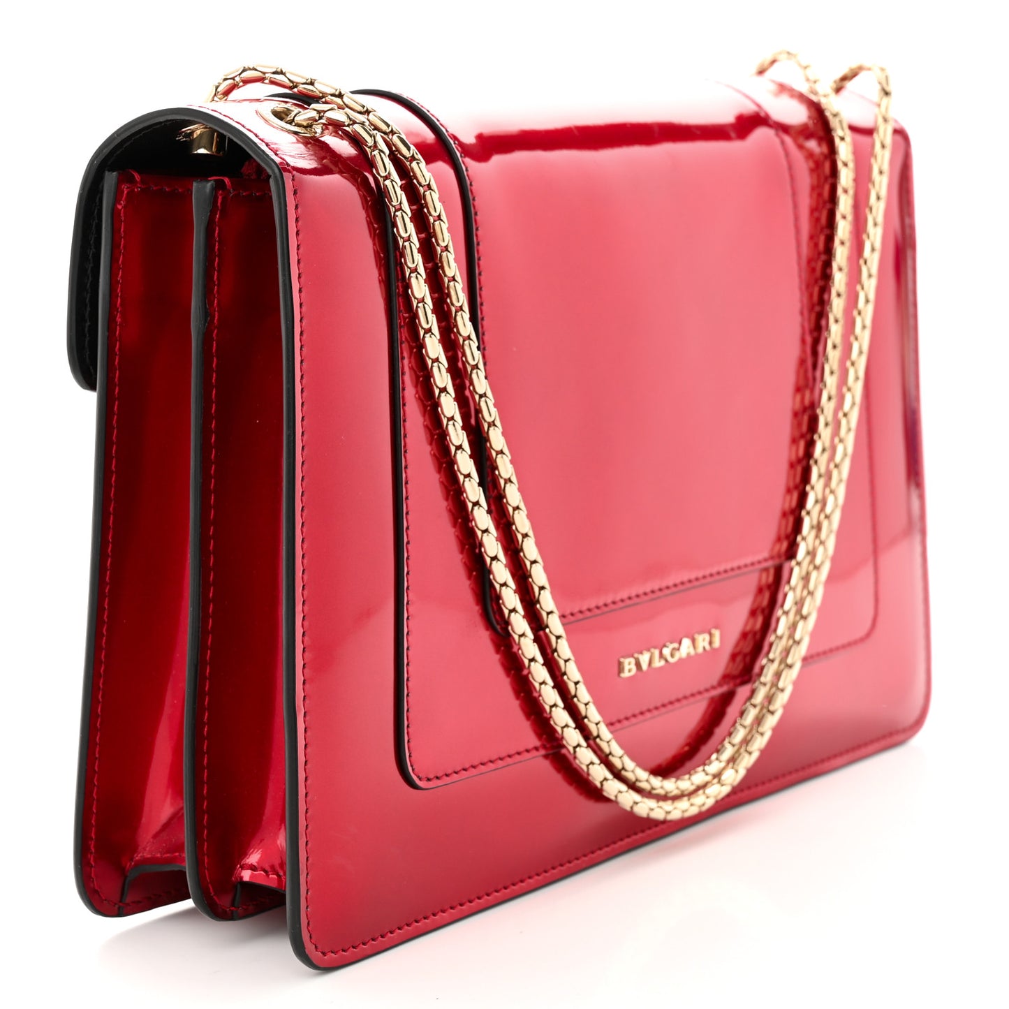 Metallic Calfskin Serpenti Forever Shoulder Bag Red