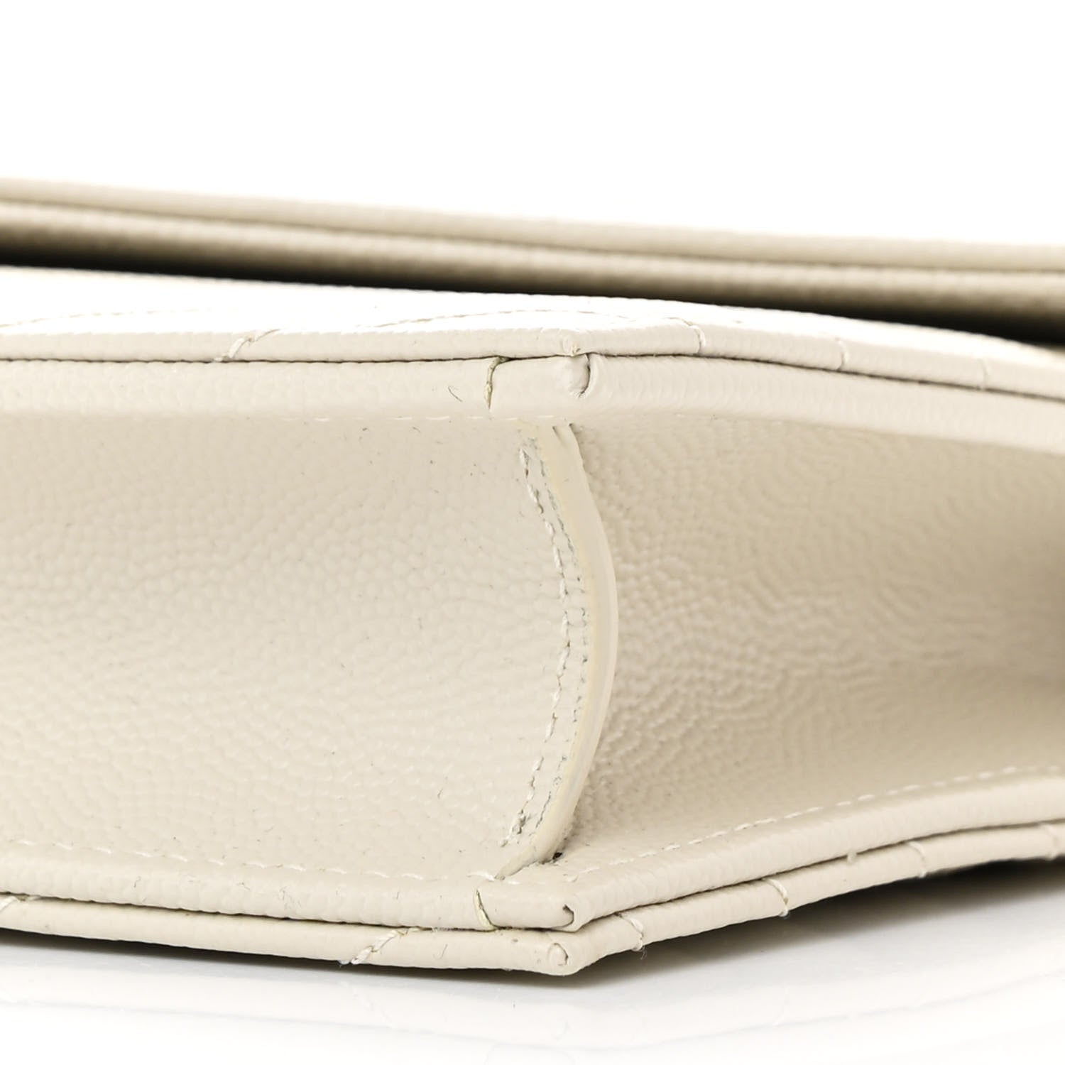 Saint Laurent Grain De Poudre Matelasse Chevron Monogram Envelope Chain Wallet Crema Soft 11 of 11