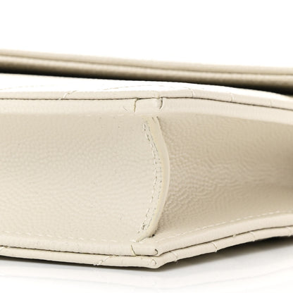 Saint Laurent Grain De Poudre Matelasse Chevron Monogram Envelope Chain Wallet Crema Soft 11 of 11