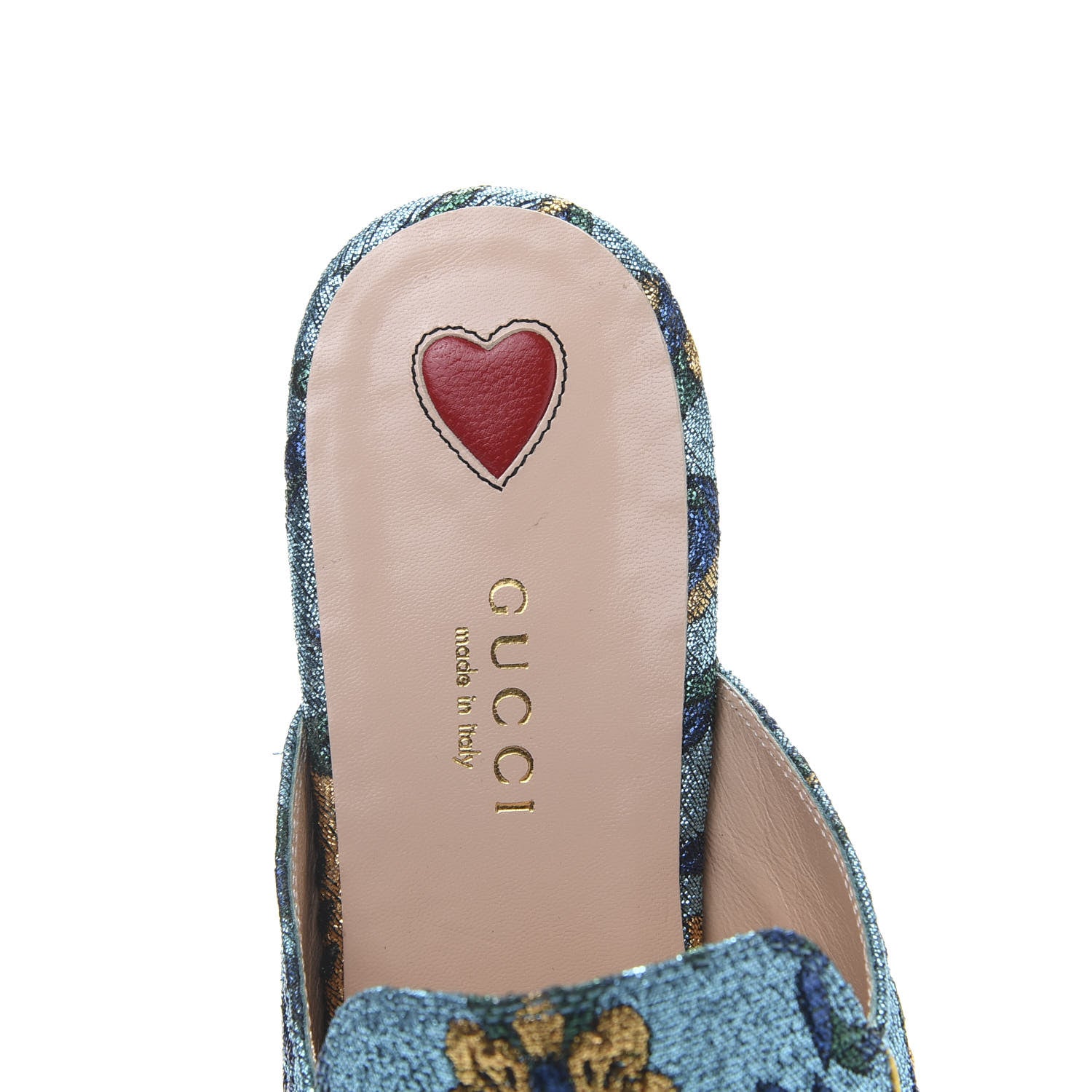 Gucci Iridescent Brocade Womens Princetown Slippers 36.5 Azure Multicolor Oro 6 of 10