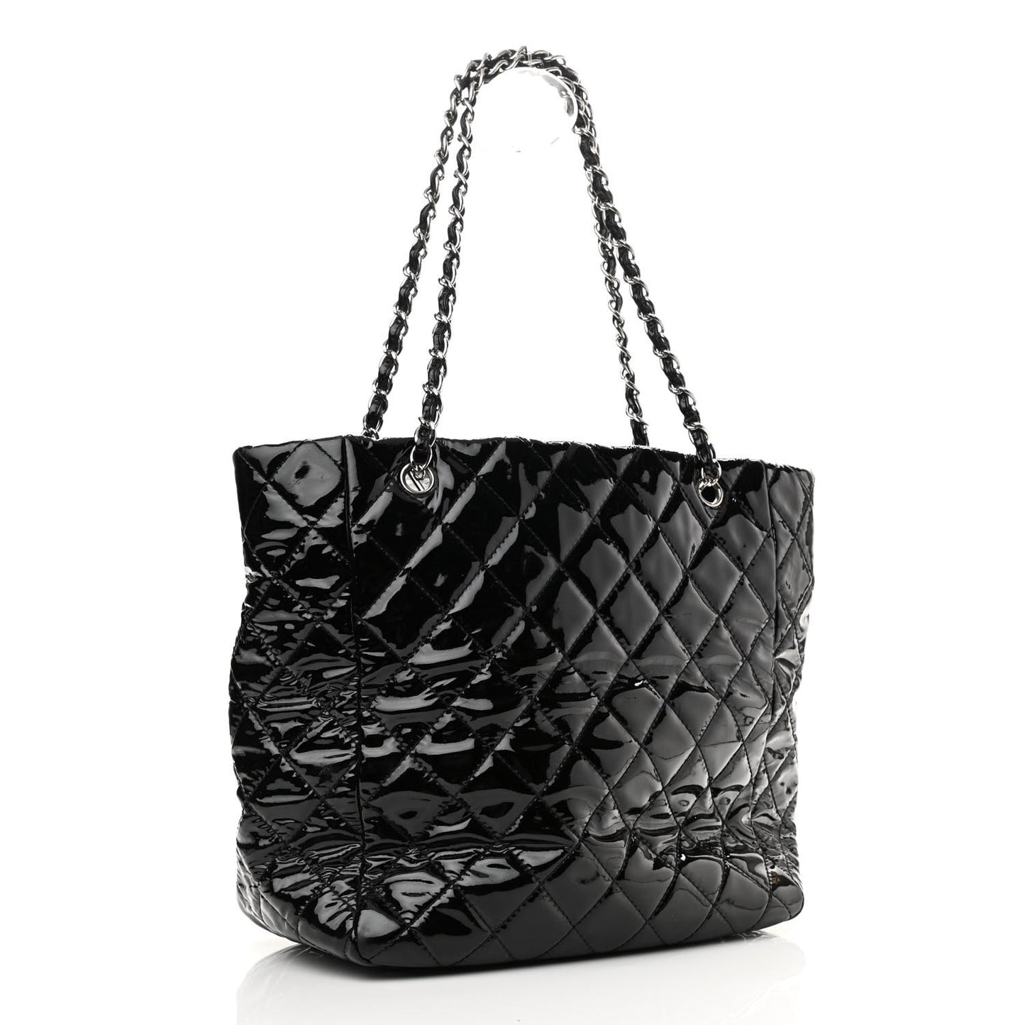 Patent Quilted Chic and Glitter Large Tote Black